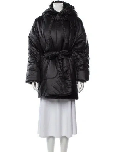 Pre-owned Norma Kamali Nylon Down Coat In Black
