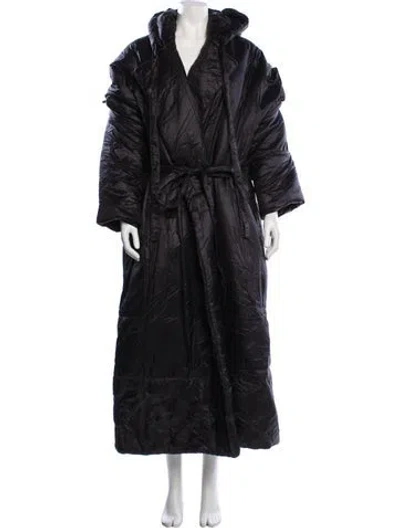 Pre-owned Norma Kamali Nylon Faux Fur Coat In Black