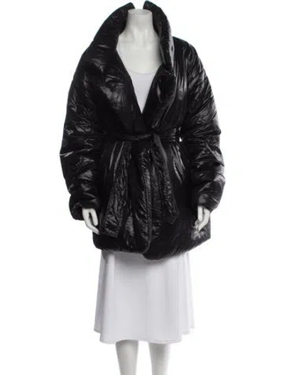 Pre-owned Norma Kamali Nylon Faux Fur Coat In Black
