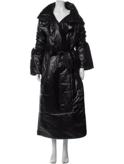 Pre-owned Norma Kamali Nylon Faux Fur Coat In Black