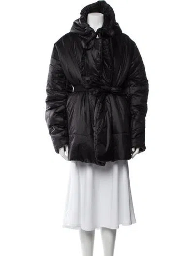 Pre-owned Norma Kamali Nylon Faux Fur Coat In Black