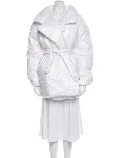 Pre-owned Norma Kamali Nylon Faux Fur Jacket In White