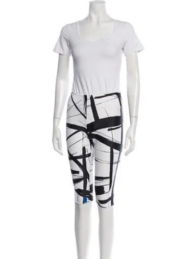 Pre-owned Norma Kamali Nylon Graphic Print Pantsuit In White