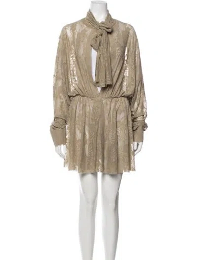 Pre-owned Norma Kamali Nylon Lace Pattern Robe In Neutrals