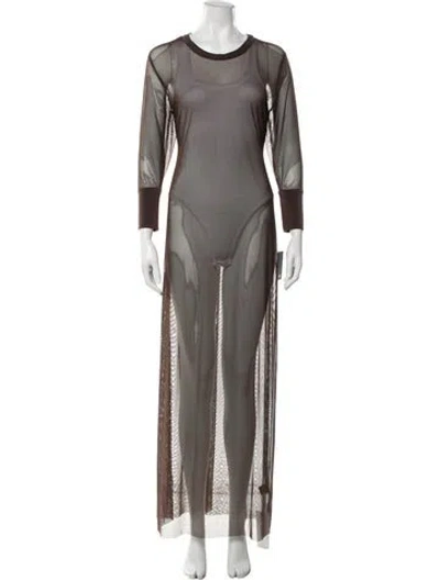 Pre-owned Norma Kamali Nylon Long Dress W/ Tags In Brown