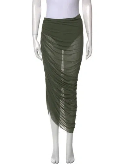 Pre-owned Norma Kamali Nylon Midi Length Skirt In Green