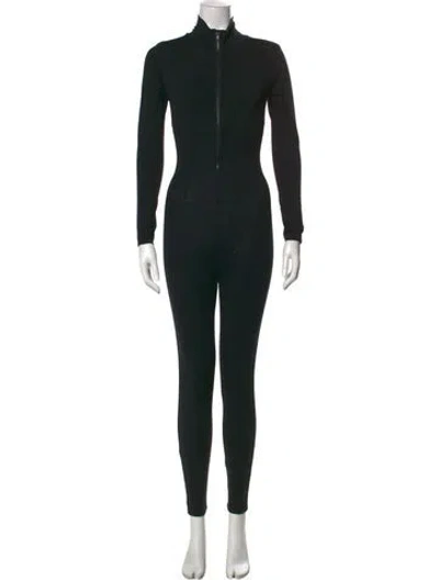 Pre-owned Norma Kamali Nylon Mock Neck Jumpsuit In Black
