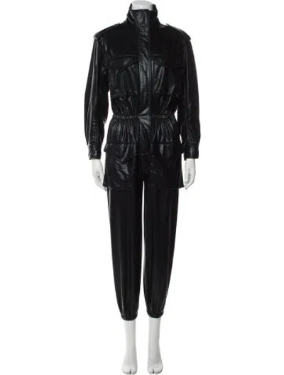 Pre-owned Norma Kamali Nylon Mock Neck Jumpsuit In Blue