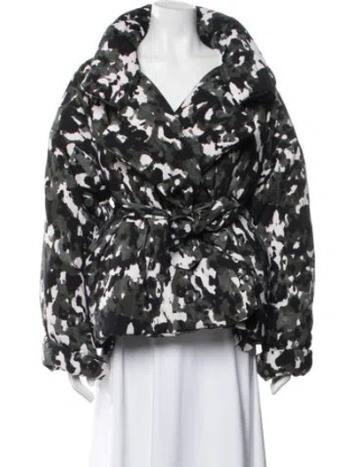 Pre-owned Norma Kamali Nylon Printed Faux Fur Jacket In Green