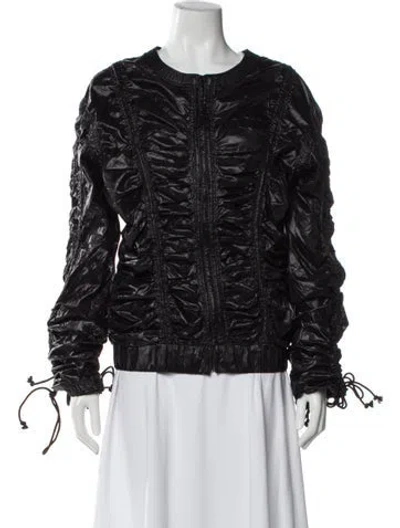 Pre-owned Norma Kamali Nylon Printed Jacket In Black