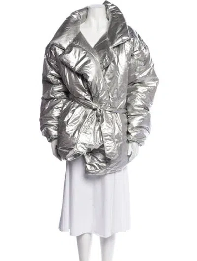 Pre-owned Norma Kamali Nylon Printed Jacket In Gray