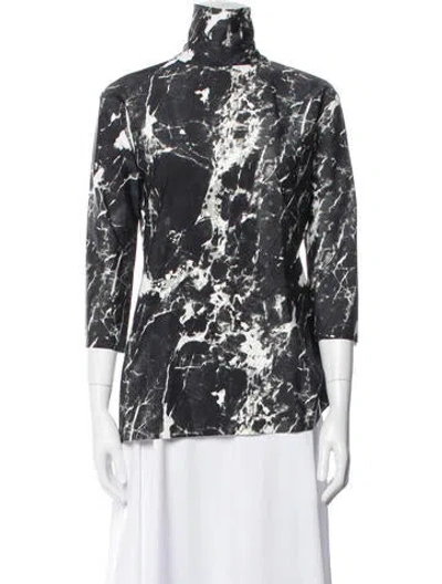 Pre-owned Norma Kamali Nylon Printed Top In White