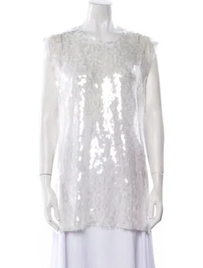 Pre-owned Norma Kamali Nylon Scoop Neck Blouse W/ Tags In White