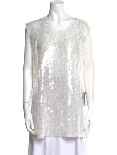 Pre-owned Norma Kamali Nylon Scoop Neck Tunic W/ Tags In White