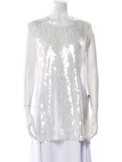 Pre-owned Norma Kamali Nylon Scoop Neck Tunic W/ Tags In White