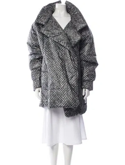 Pre-owned Norma Kamali Nylon Tweed Pattern Coat W/ Tags In Multi