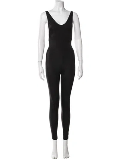 Pre-owned Norma Kamali Nylon V-neck Jumpsuit In Black