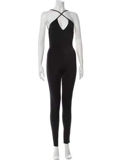 Pre-owned Norma Kamali Nylon V-neck Jumpsuit In Gray
