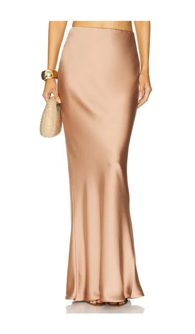 Norma Kamali Obie Satin Maxi Skirt In Brown