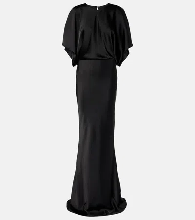 Norma Kamali Obie Draped Satin Gown In Black