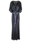 Norma Kamali Metallic Obie Maxi Dress In Blue