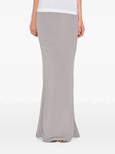 Norma Kamali Obie Fishtail-hem Maxi Skirt In Gray
