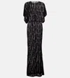 Norma Kamali Obie Cutout Floral-print Georgette Gown In Black