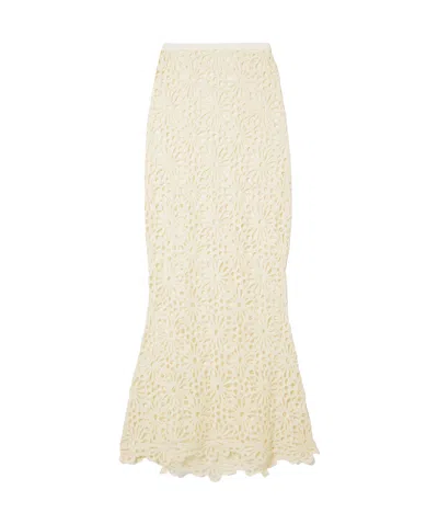 Norma Kamali Obie Floral-lace Maxi Skirt In Neutral