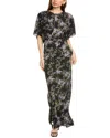 Norma Kamali Obie Cutout Floral-print Georgette Gown In Black