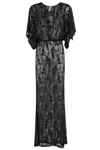 Norma Kamali Obie Cutout Floral-print Georgette Gown In Black