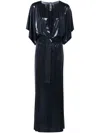 Norma Kamali Metallic Obie Maxi Dress In Blue
