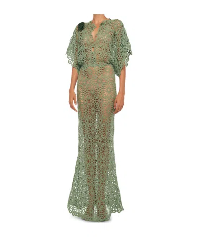 Norma Kamali Obie Cotton-blend Gown In Vintage Green