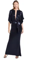 Norma Kamali Metallic Obie Maxi Dress In True Navy