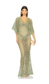 Norma Kamali Obie Cotton-blend Gown In Vintage Green