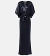 Norma Kamali Metallic Obie Maxi Dress In Blue