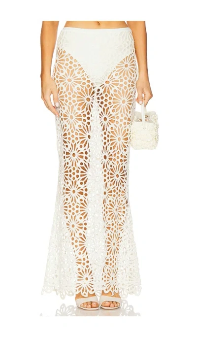 Norma Kamali Obie Floral-lace Maxi Skirt In White