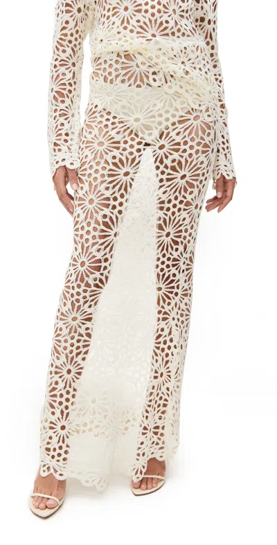 Norma Kamali Obie Floral-lace Maxi Skirt In White