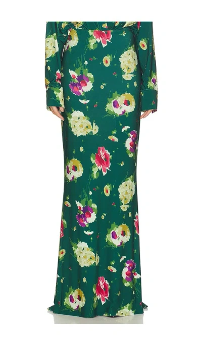 Norma Kamali Obie Long Skirt In Green