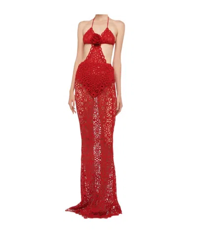 Norma Kamali Obie Long Skirt In Red