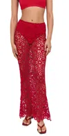 Norma Kamali Obie Cotton-blend Crochet Maxi Skirt In Red