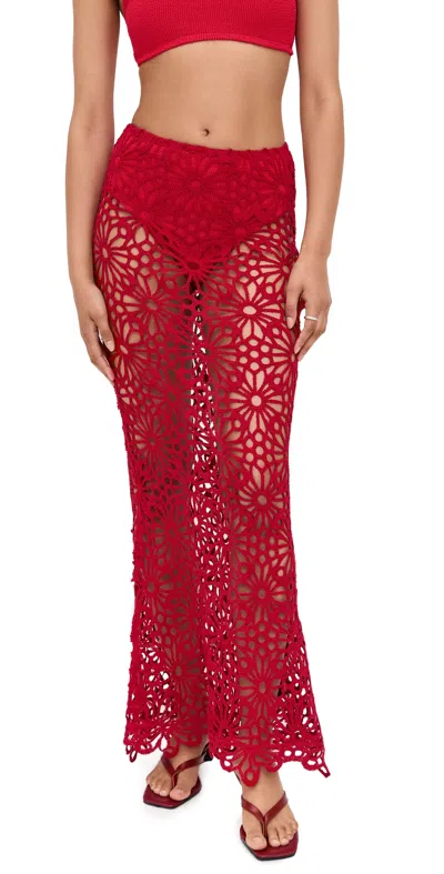 NORMA KAMALI OBIE LONG SKIRT TIGER RED