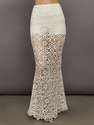 Norma Kamali Obie Floral-lace Maxi Skirt In White
