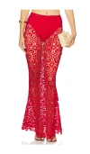 Norma Kamali Obie Cotton-blend Crochet Maxi Skirt In Red