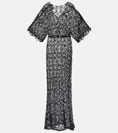 Norma Kamali Obie Open-knit Cotton-blend Maxi Dress