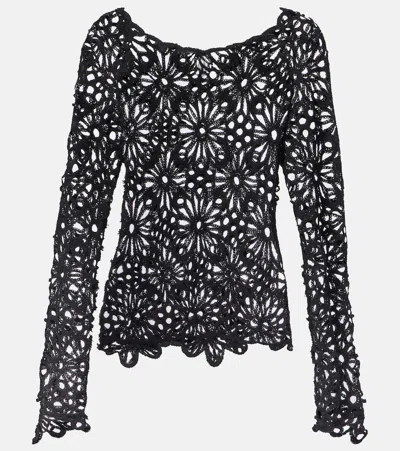Norma Kamali Off-shoulder Cotton-blend Crochet Top