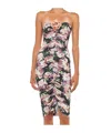 Norma Kamali Strapless Shirred Front Knee Length Dress In Nude