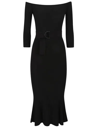Norma Kamali Off Shoulder Fisht Ail Dress In Black