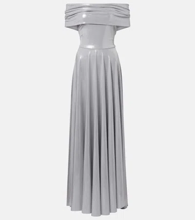 Norma Kamali Off-shoulder Gown In Blue