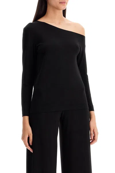 Norma Kamali Black Off-shoulder Top In Tech Fabric Stretch Woman