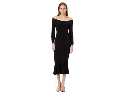 Norma Kamali Off Shoulder Nk Shirt Fishtail Dress To Midcalf Women's Dress Black: Sm (women's 4) In Multi